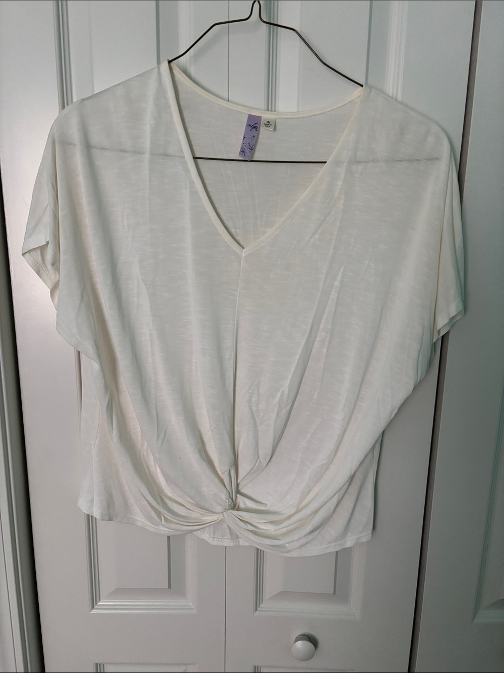 Alya Cream V-Neck Twist-Front Crop Top